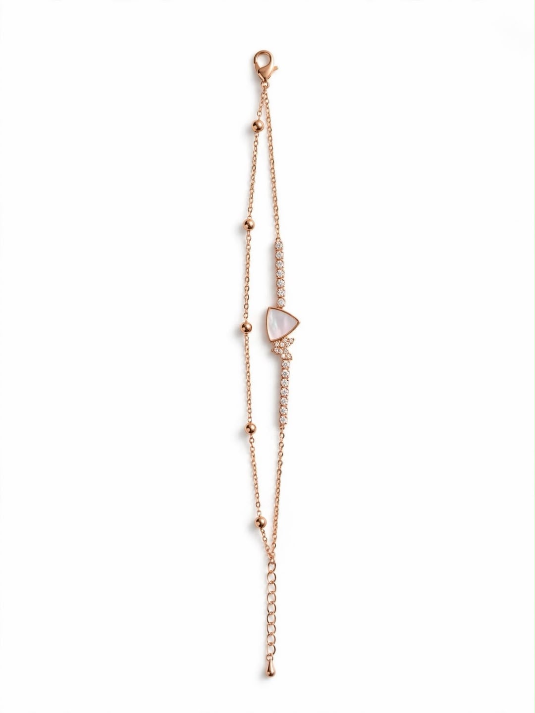Rose Triangle Charm Link Bracelet