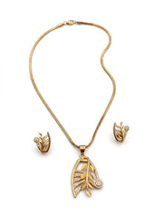 Golden Leaf Charm Necklace Set