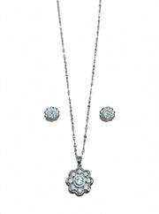 Silver Floral Radiance Necklace Set