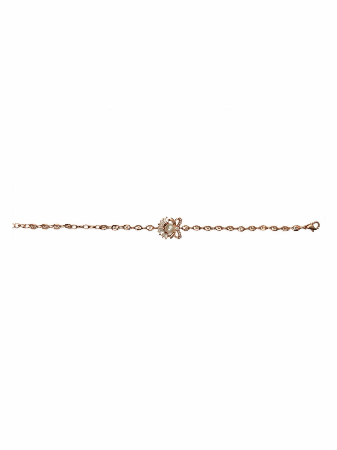 Rose Floral Pearl Link Bracelet