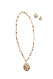 Golden Teardrop Double-Layer Necklace Set