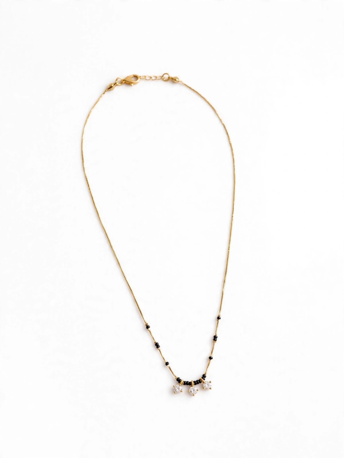 Golden Three-Stone Pendant Mangalsutra