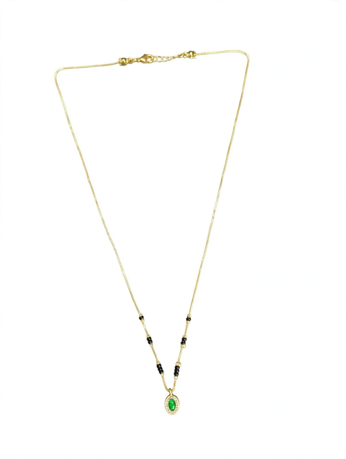 Golden Green Oval Mangalsutra