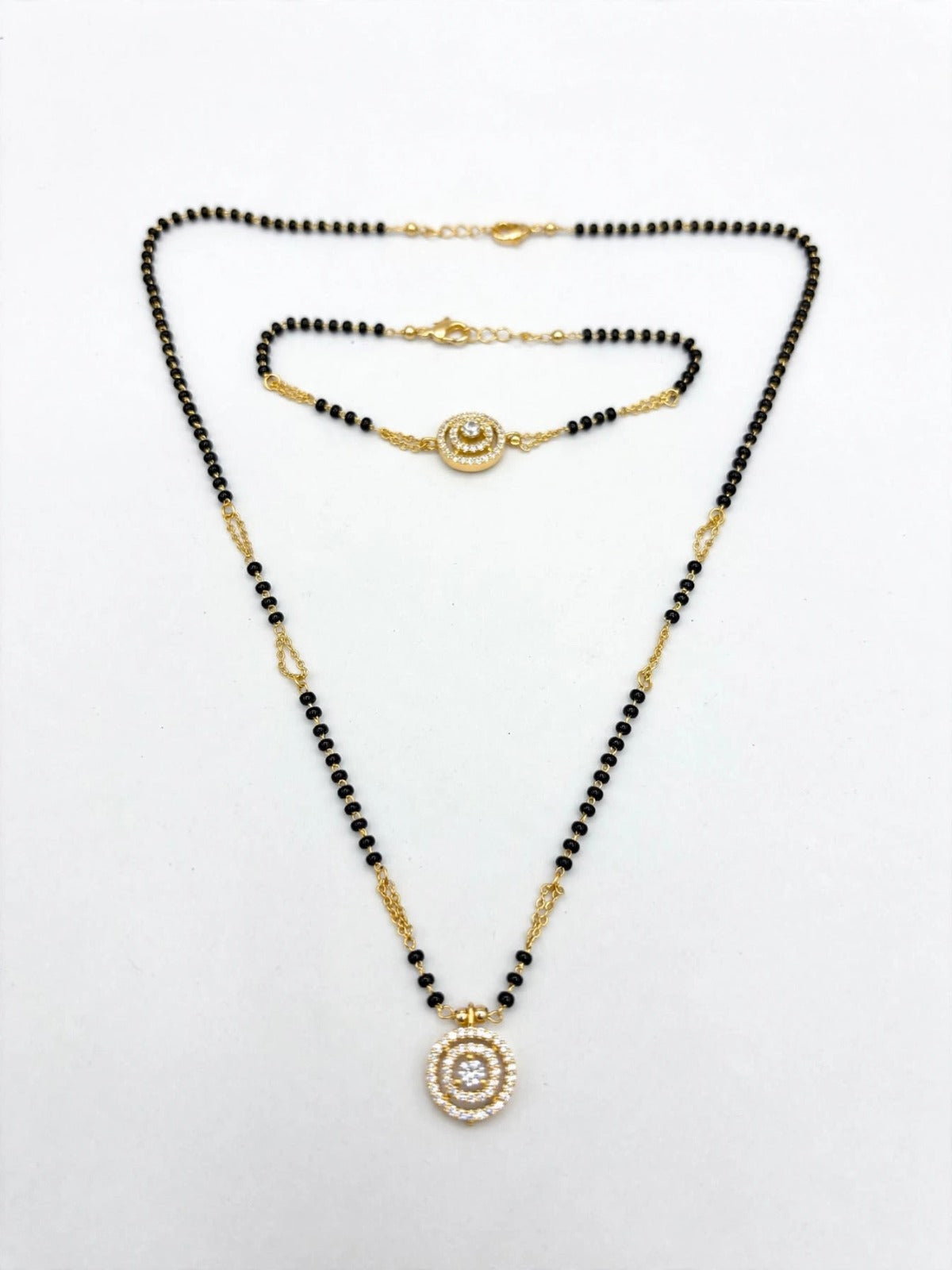 Golden Circle Stone Mangalsutra Set