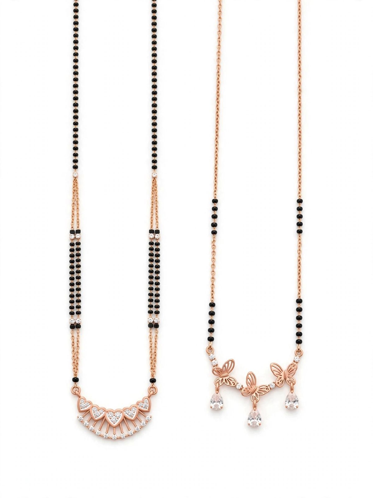 Rosé Heart & Butterfly Mangalsutra Set