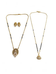 Golden Oval Diamond Mangalsutra Set