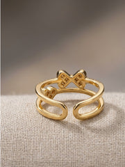 Diamond Bow Double Band Ring