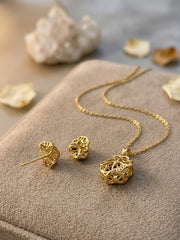 Rose Pearl Floral Necklace Set