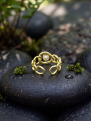 Chain Pearl Statement Ring