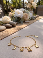 Mystic Glow Gold Charm Anklet
