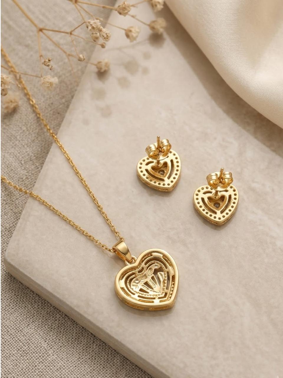 Heart Treasure Double Heart Necklace Set