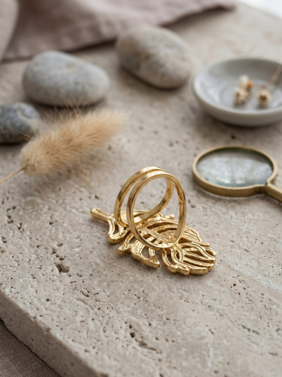 Rich Botanical Leaf Statement Ring