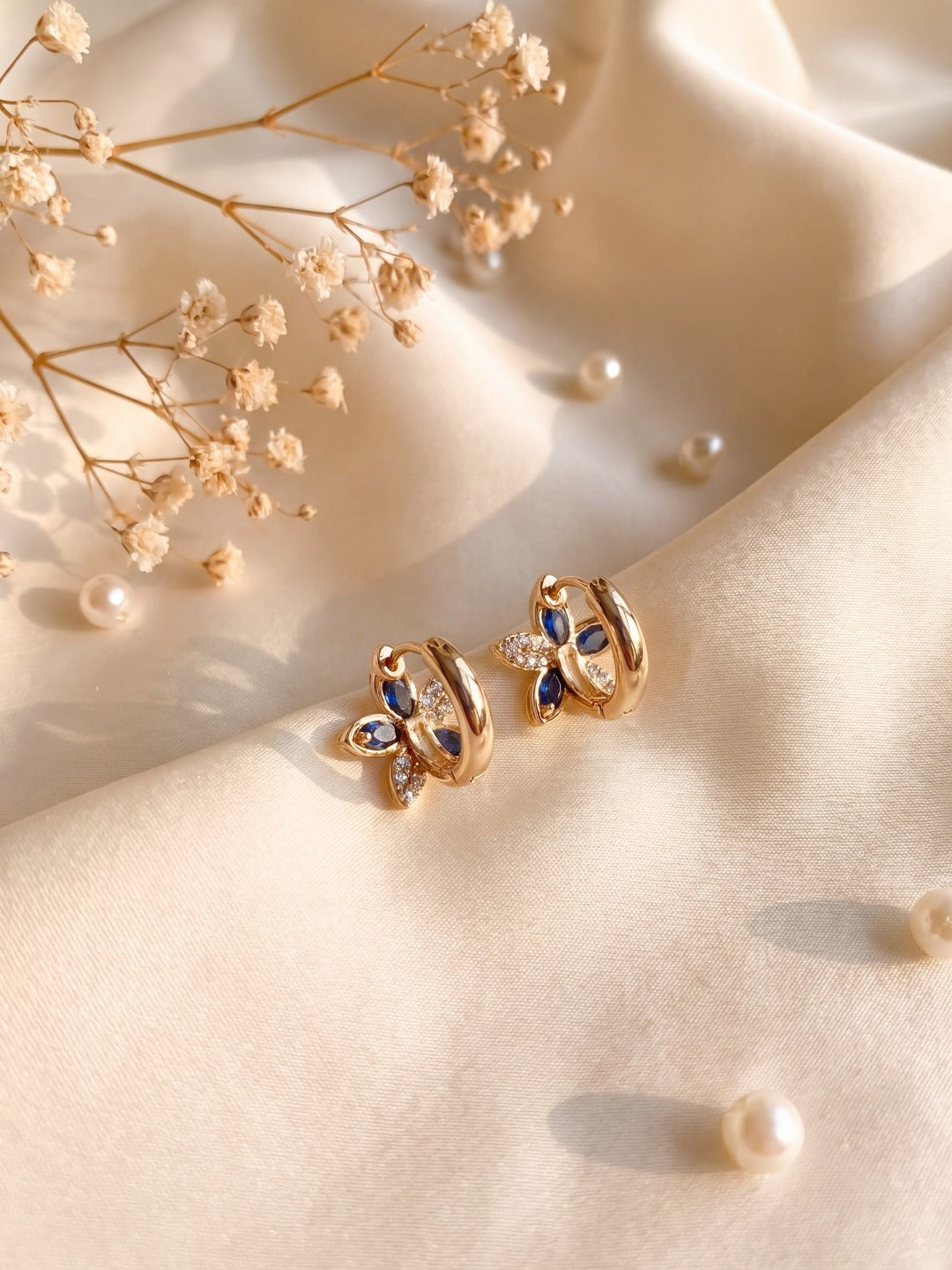 Lily Blue Butterfly Stud Earrings