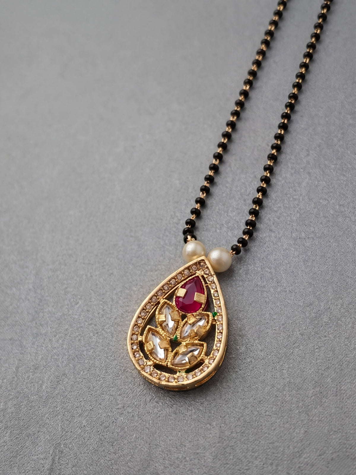 Kanak Pink Ruby Teardrop Mangalsutra