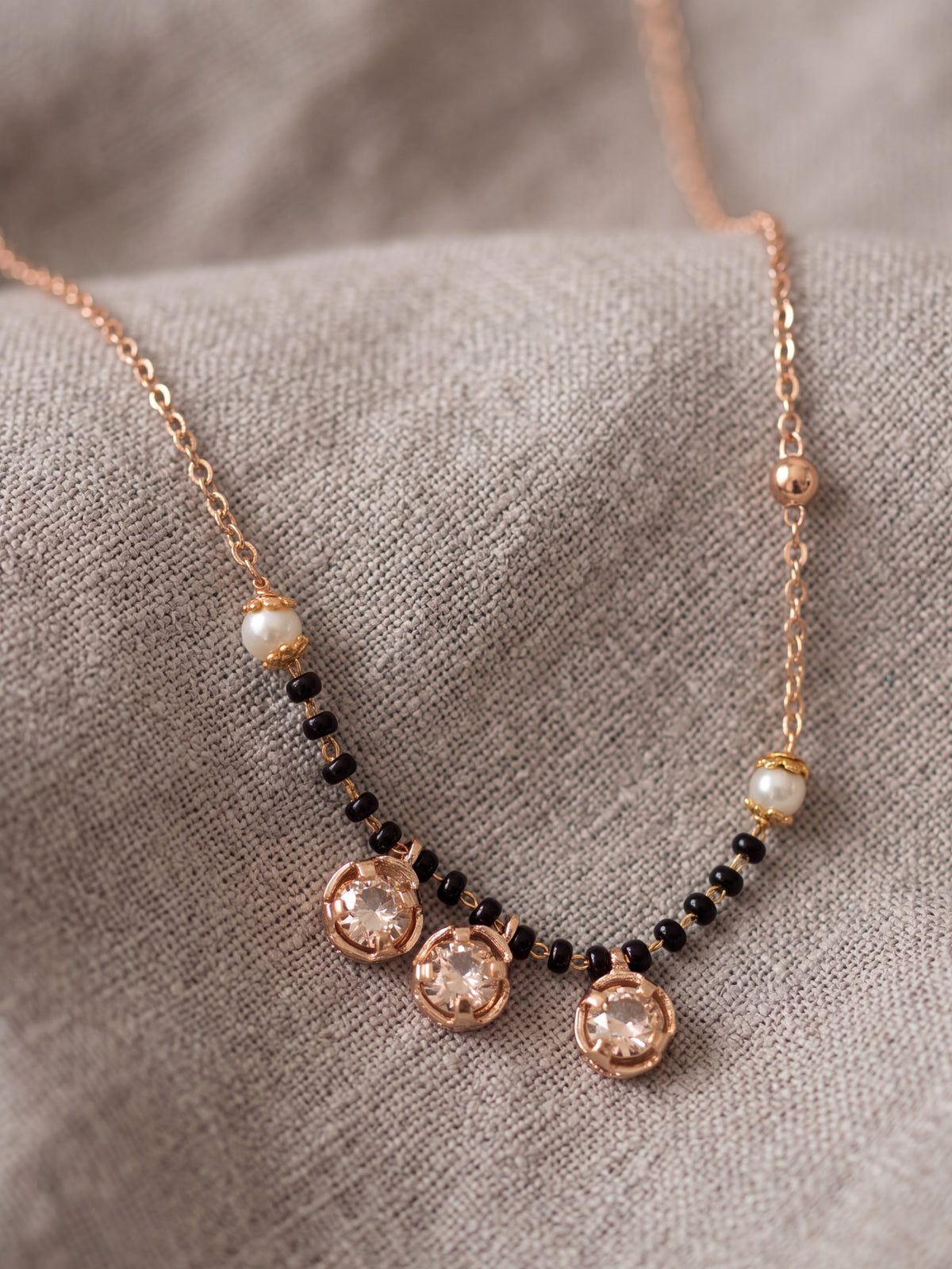 Noor Three-Stone Mangalsutra Set with Earrings