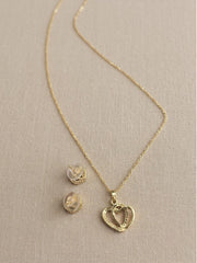 Pookie Pearl Double Heart Necklace Set