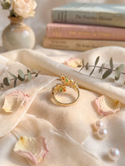 Leaf Glow Multicolor Crystal Ring