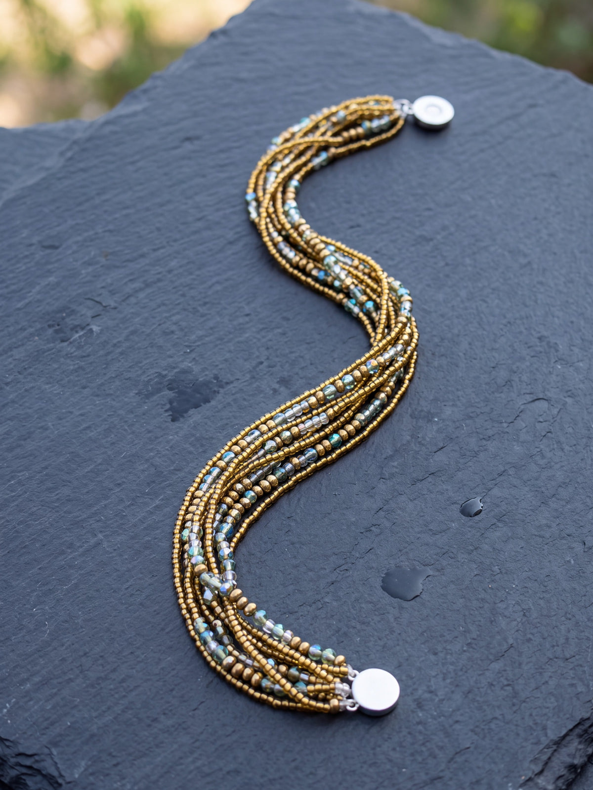 Brown Crystal Multi-Strand Magnetic Necklace