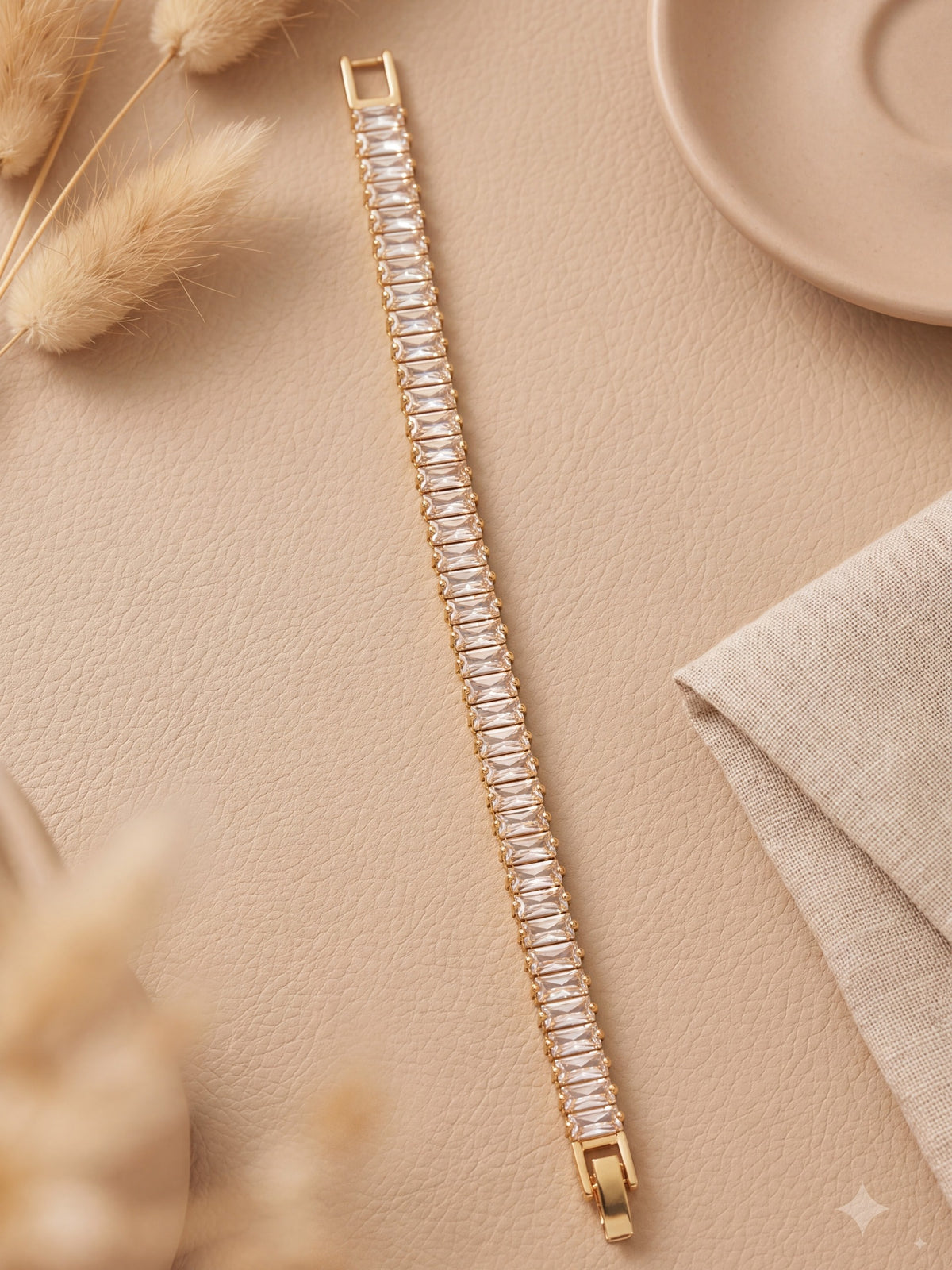 Golden White Crystal Link Bracelet