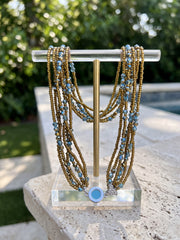 Brown Crystal Multi-Strand Magnetic Necklace