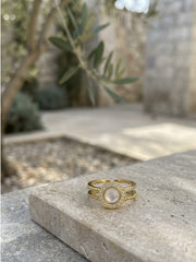 Royal Crown Pearl Halo Ring