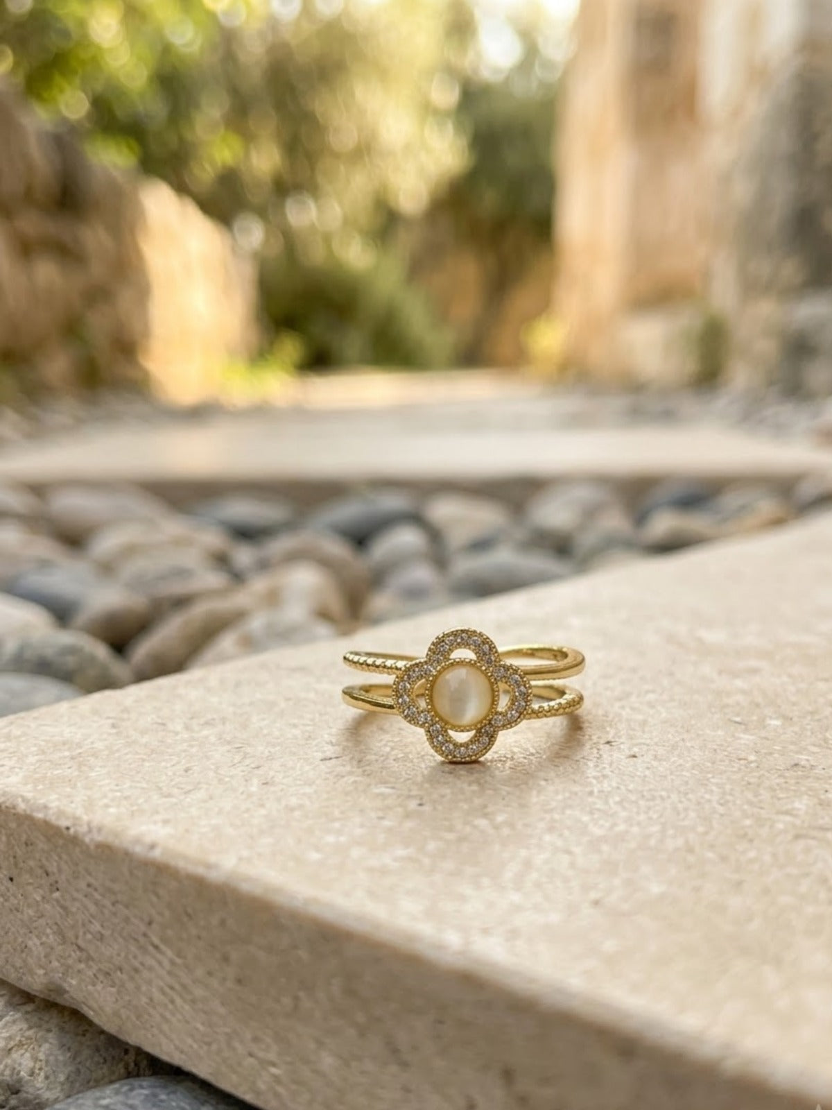 Radiance Pearl Clover Ring