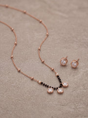 Noor Three-Stone Mangalsutra Set with Earrings