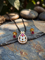 Kanak Pink Ruby Teardrop Mangalsutra