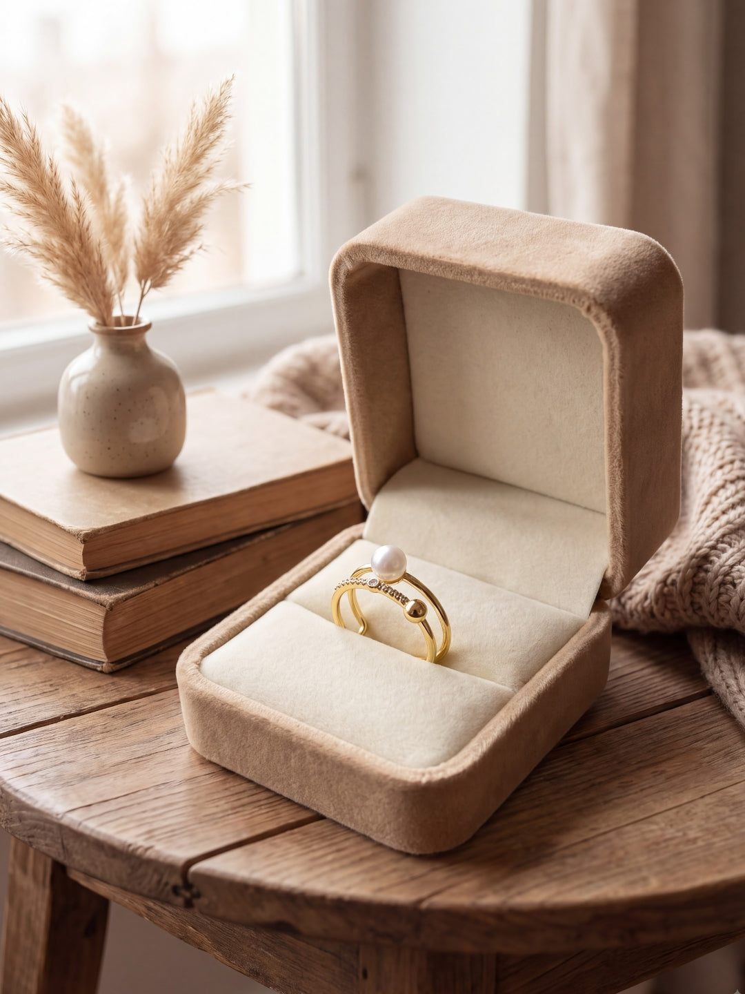 White Pearl Halo Ring