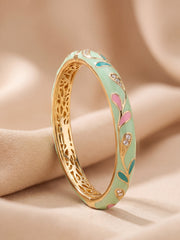 Lime Bloom Enamel Gold Bangle