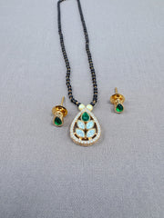 Kanak Green Teardrop Stone Mangalsutra