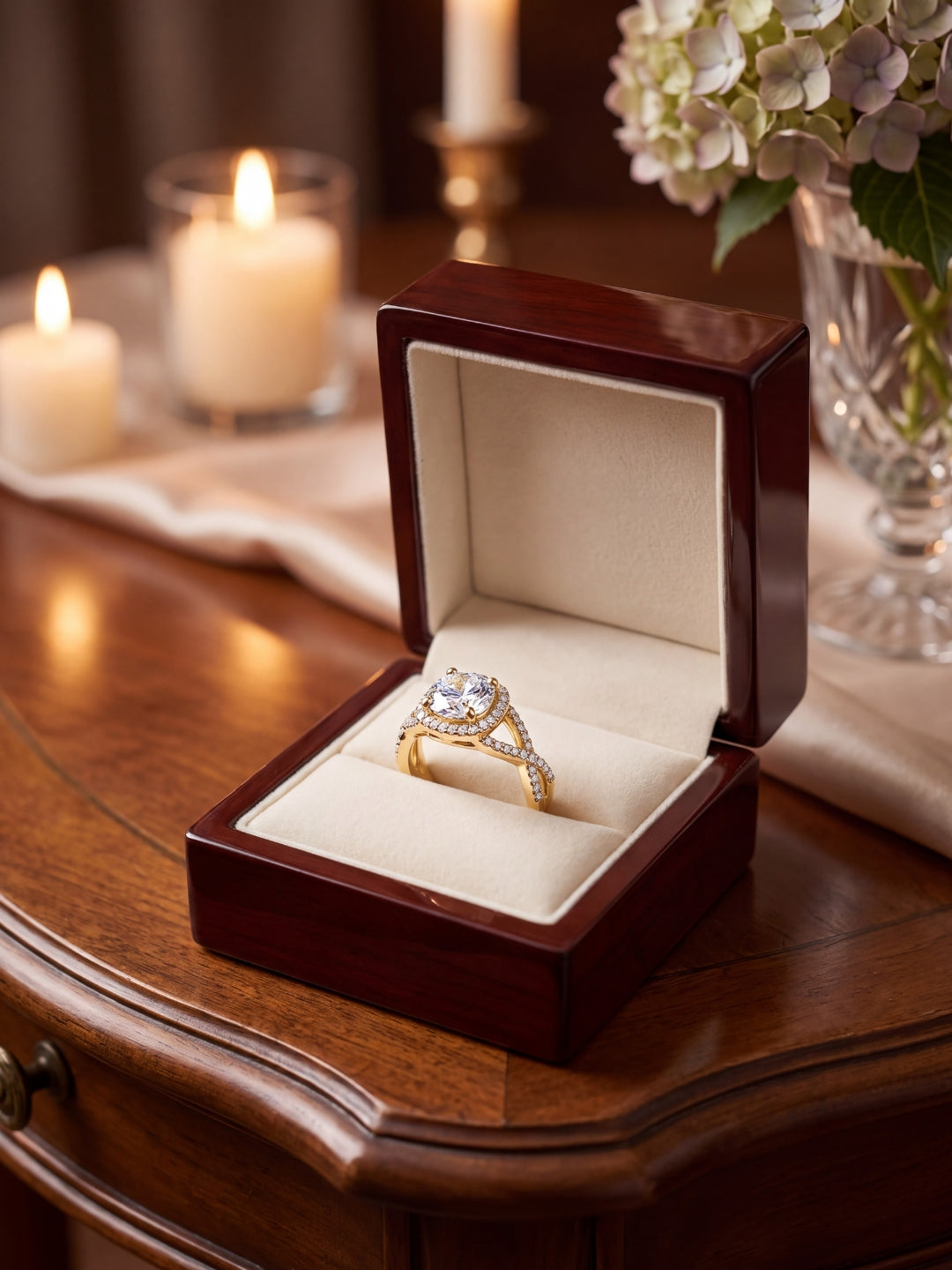Diamond Glow Heart Halo Ring