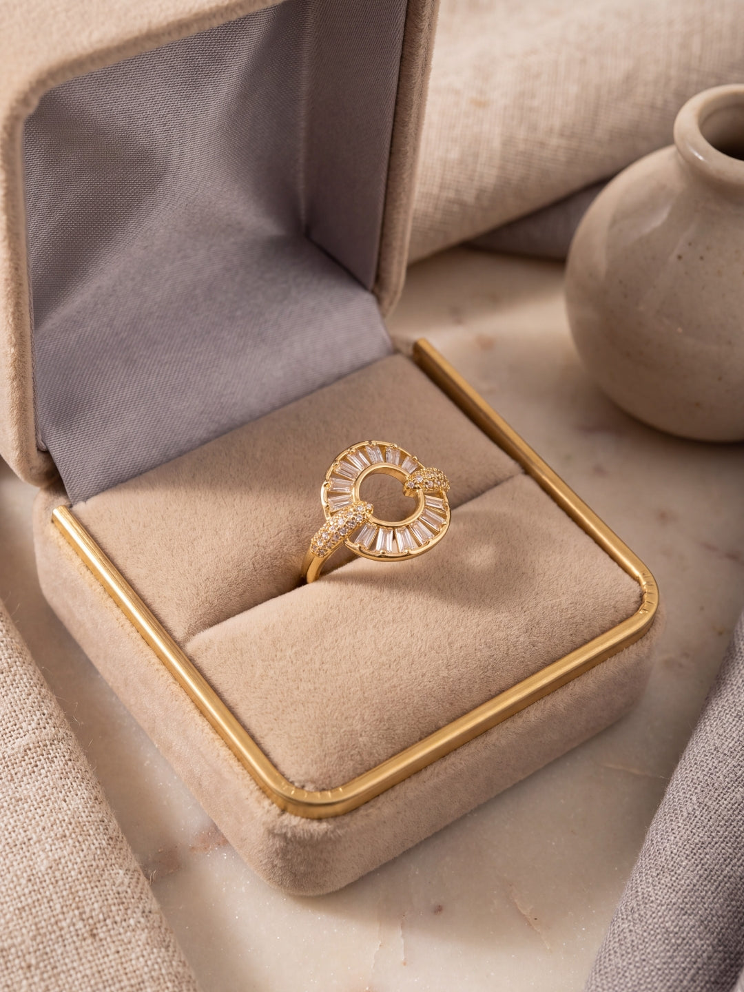 Orbit Circular Halo Crystal Ring