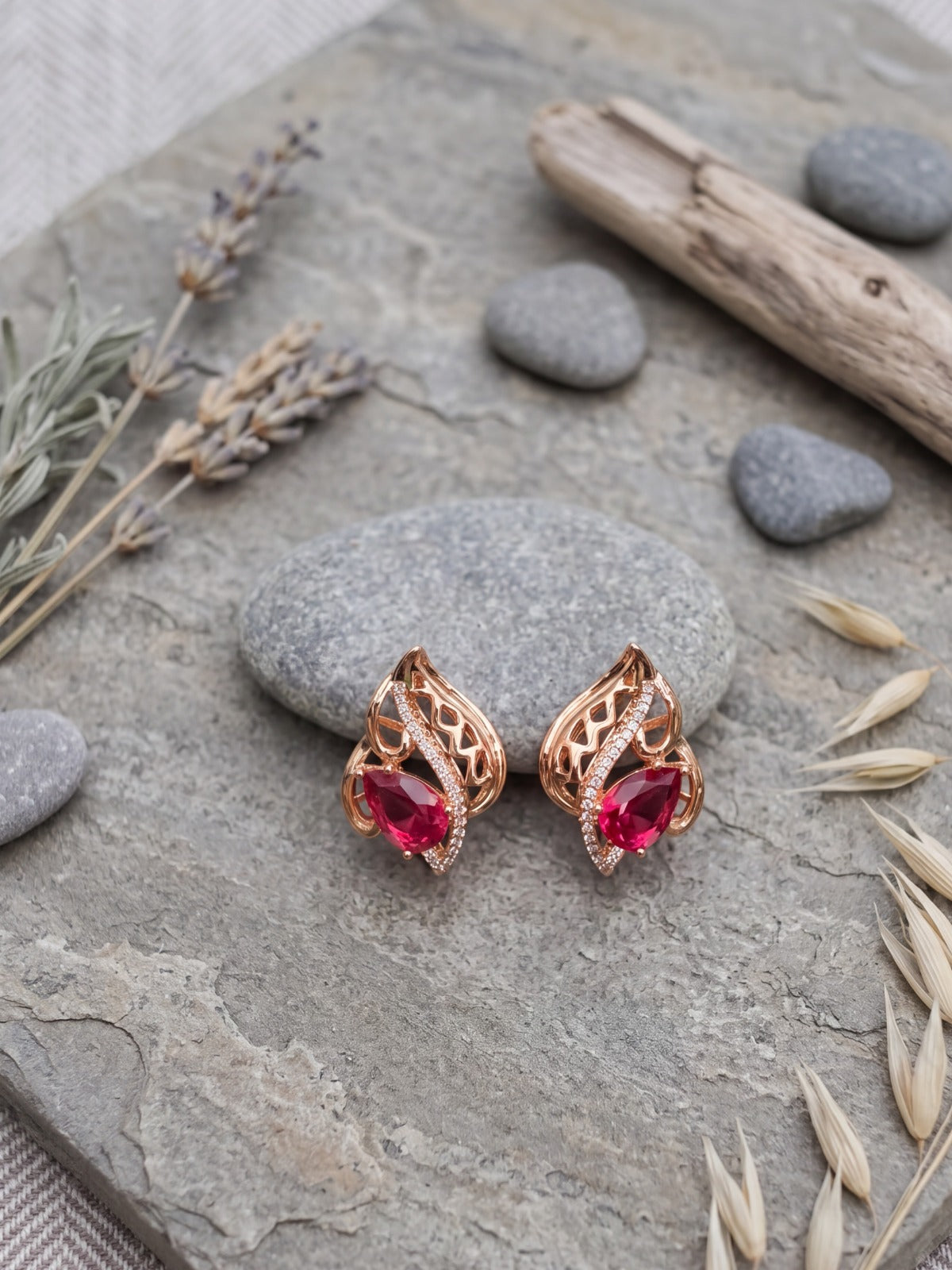 Whisper Bali Pink Teardrop Stud Earrings