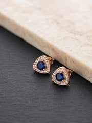 Sapphire Textured Geometric Stud Earrings