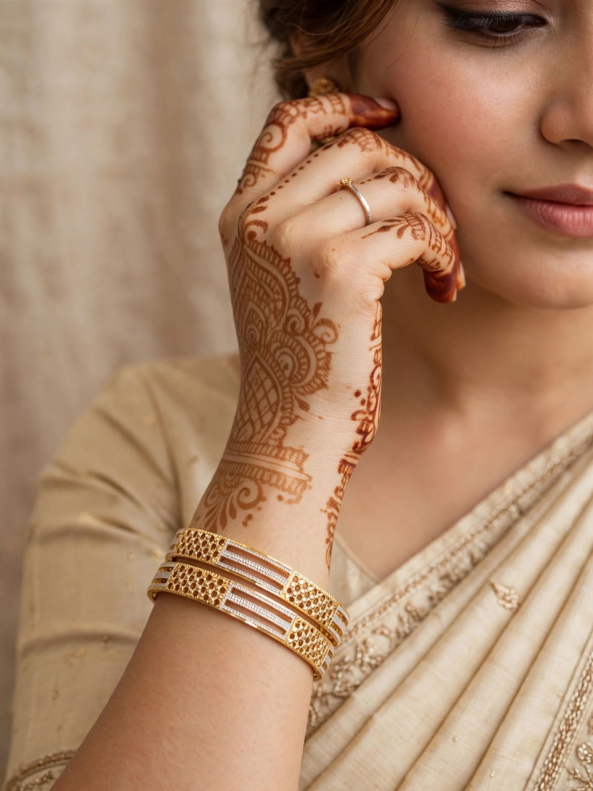 Kamini Textured Dual-Tone Gold Bangle Set