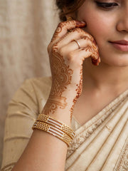 Kamini Textured Dual-Tone Gold Bangle Set