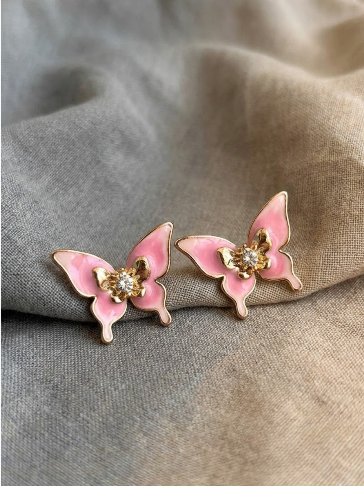 Pink Wings Butterfly Stud Earrings