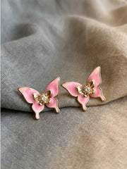 Pink Wings Butterfly Stud Earrings