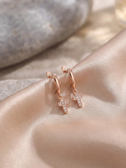 Cross Charms Gold Drop Earrings