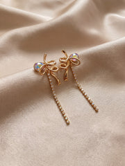 Fairy Ribbon Crystal Drop Earrings