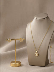 Cupid Pearl Round Pendant Necklace Set