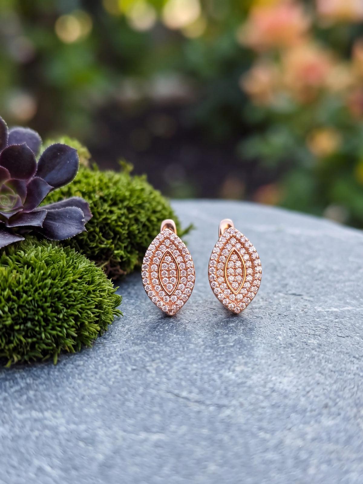Glint Leaf Crystal Stud Earrings