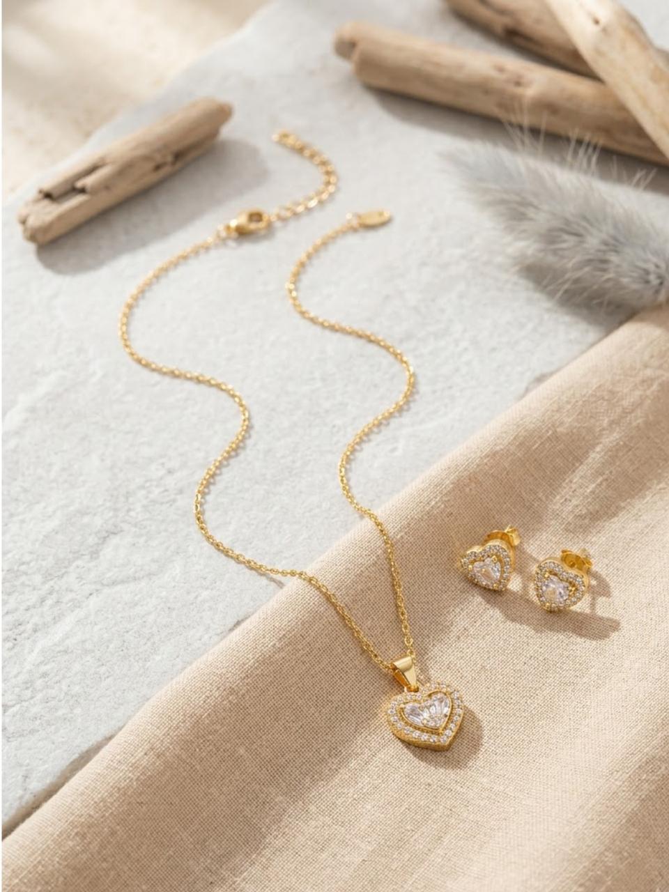 Heart Treasure Double Heart Necklace Set