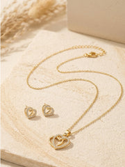 Pookie Pearl Double Heart Necklace Set