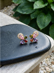 Rainbow Butterfly Crystal Stud Earrings