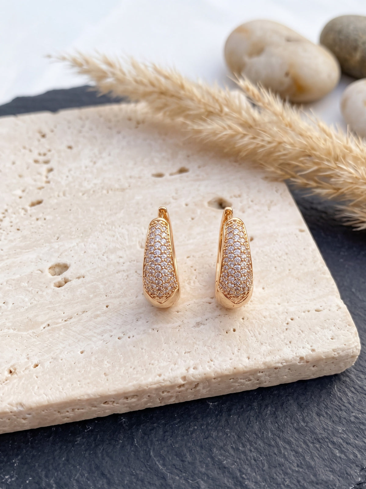 Clover Bali Crystal Hoop Earrings
