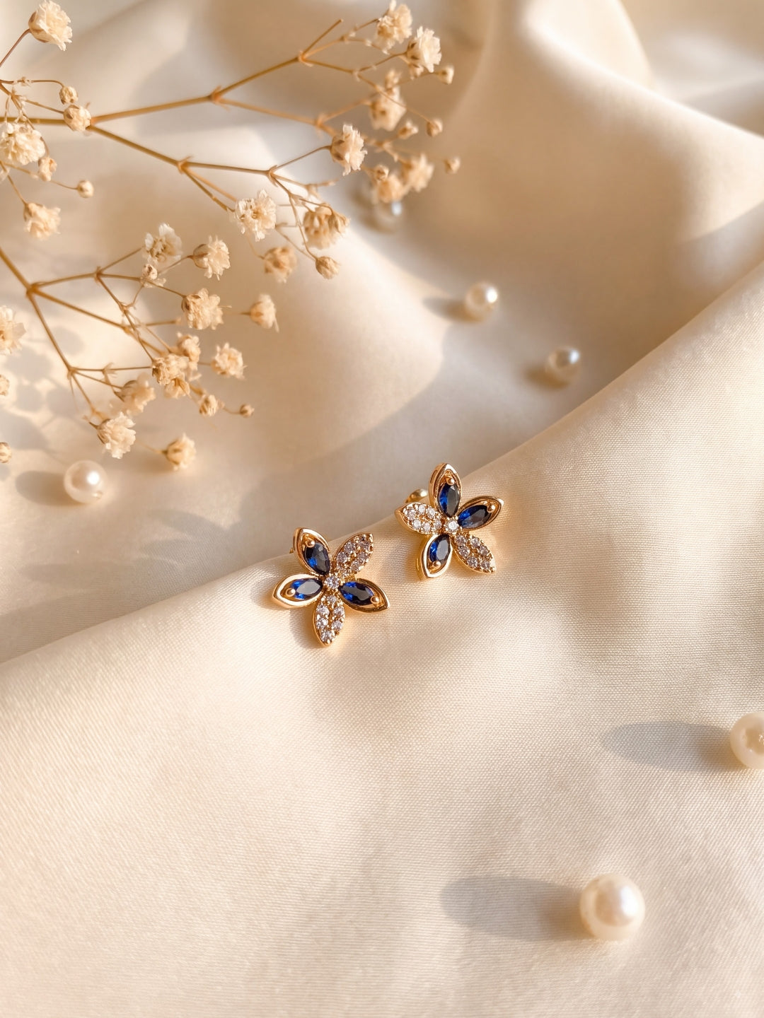 Lily Blue Butterfly Stud Earrings