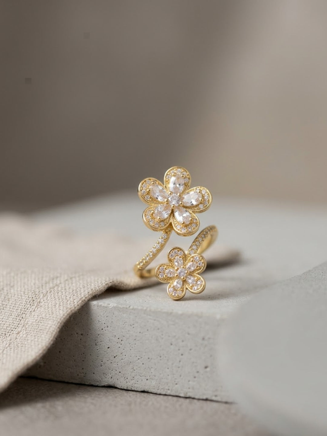 Floral Elegance Dual Flower Ring