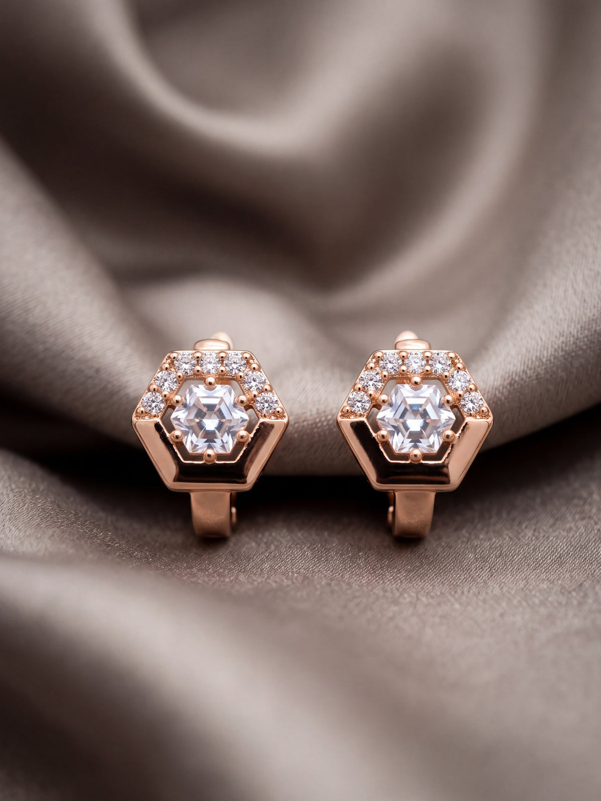 Elegant Bali Hexagon Hoop Earrings